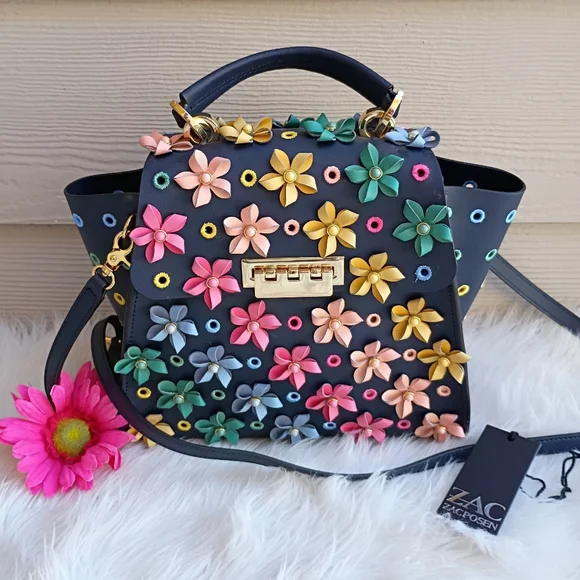Zac Posen | Bags | Zac Posen Blue Rainbow Floral Parisian 